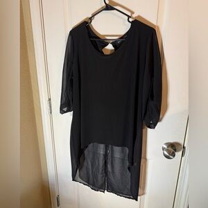 Ashley Stewart High Low Black Blouse